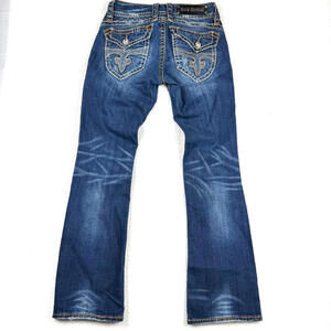Rock Revival Patti Boot Cut Womens 28 Embroidered Pocket Flaps Jeans Grunge Y2K
